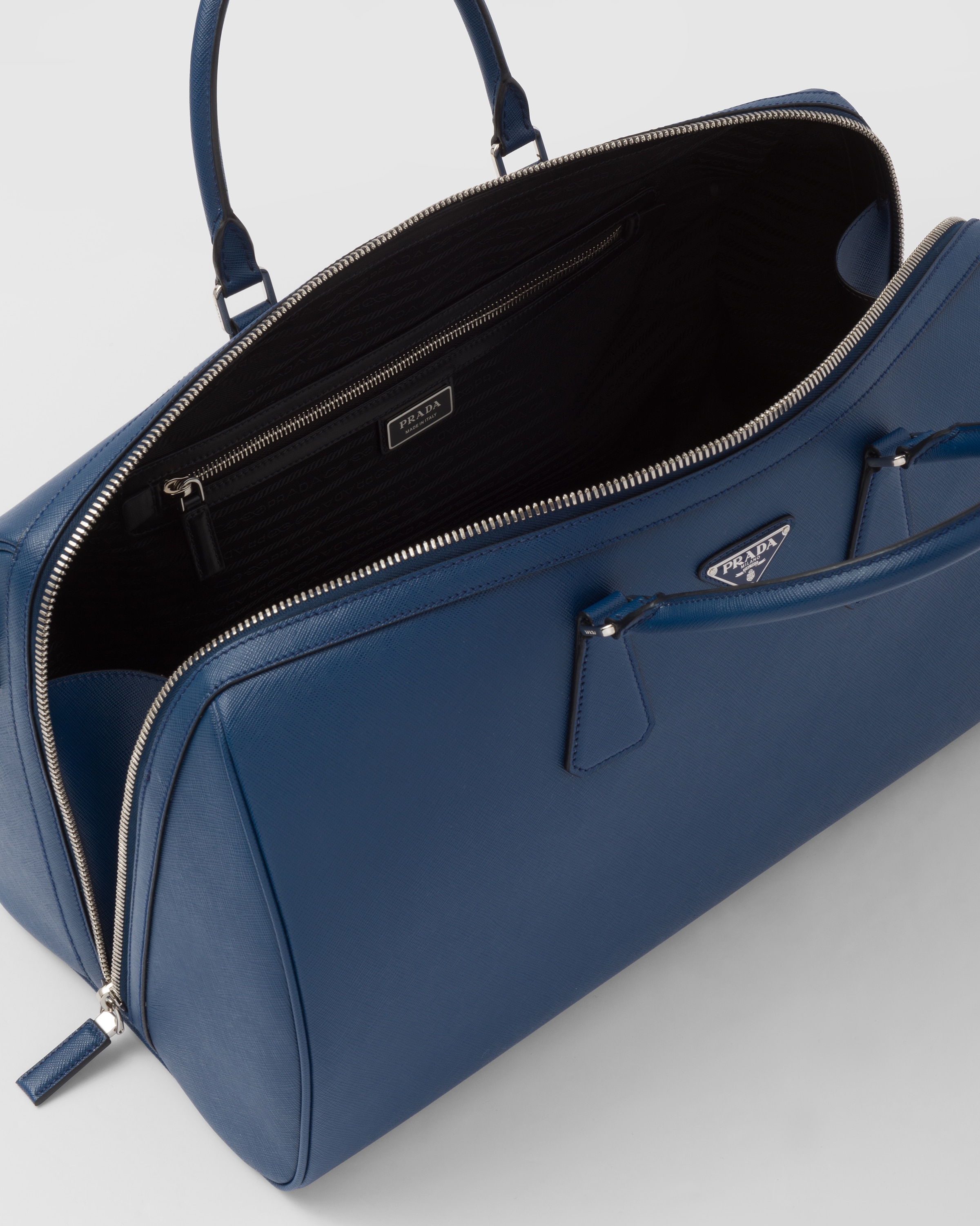 Bright Blue Saffiano Leather Travel Bag PRADA