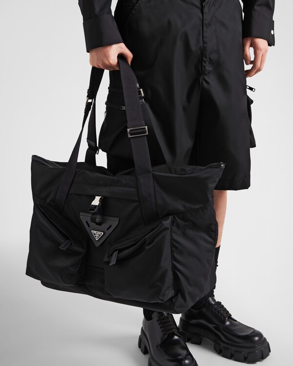 Re-Nylon and leather travel bag Re-Nylon and leather travel bag