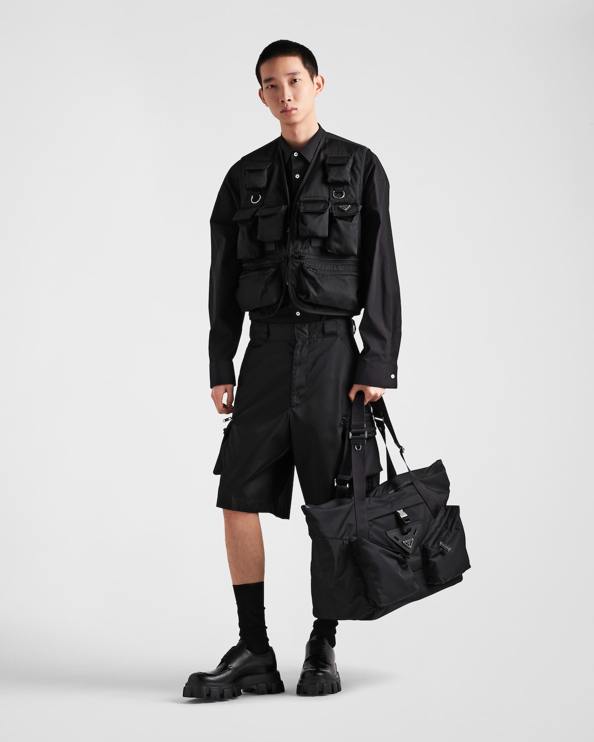 Black Re-nylon And Leather Travel Bag | PRADA
