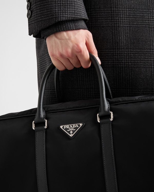 Re-Nylon and Saffiano leather duffel bag Re-Nylon and Saffiano leather duffel bag