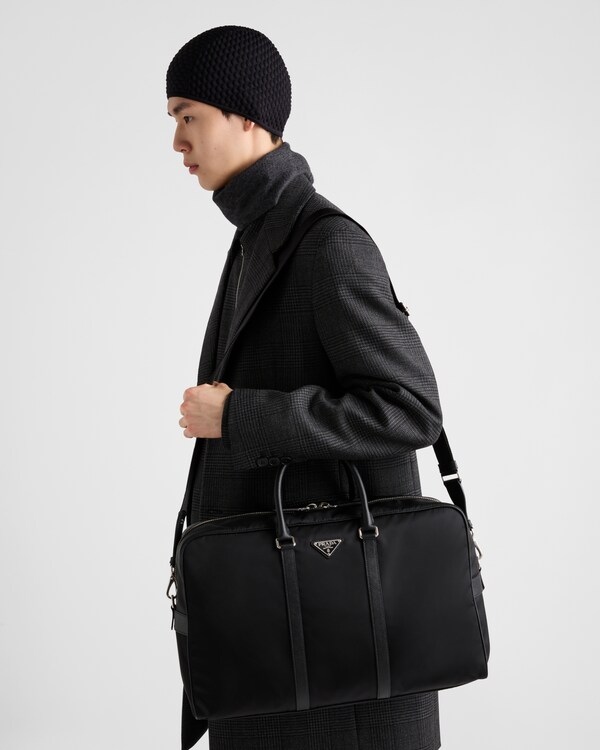 Re-Nylon and Saffiano leather duffel bag Re-Nylon and Saffiano leather duffel bag