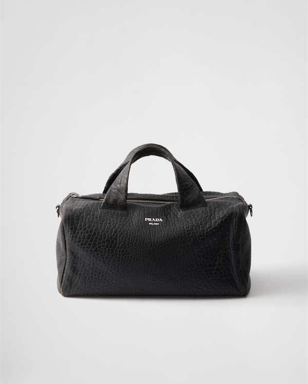 【めっちゃ変わる】 ナッパレザー ダークブラウン ダッフルバッグ PRADA | バッグ