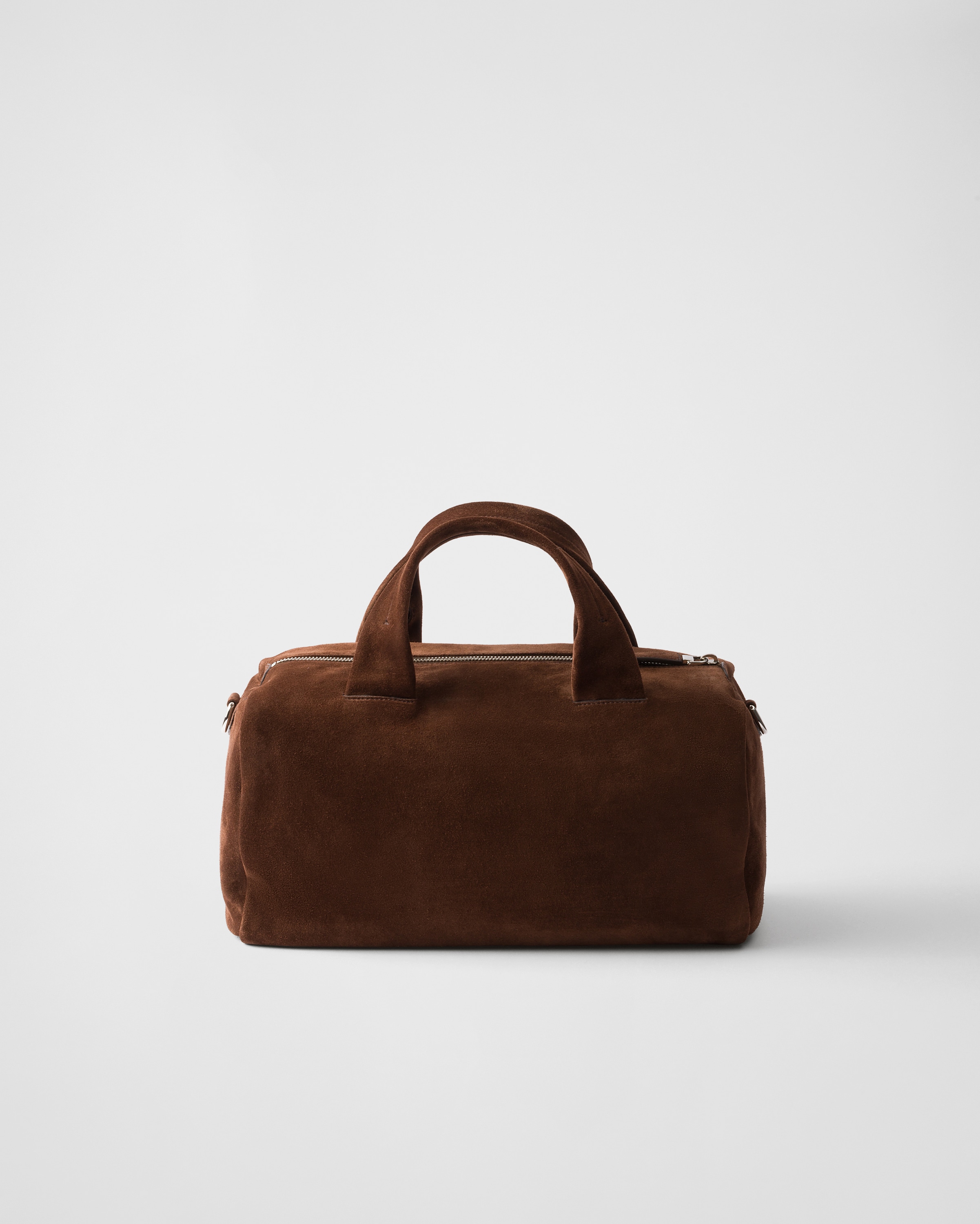 Prada Suede Duffle Bag In Coffee