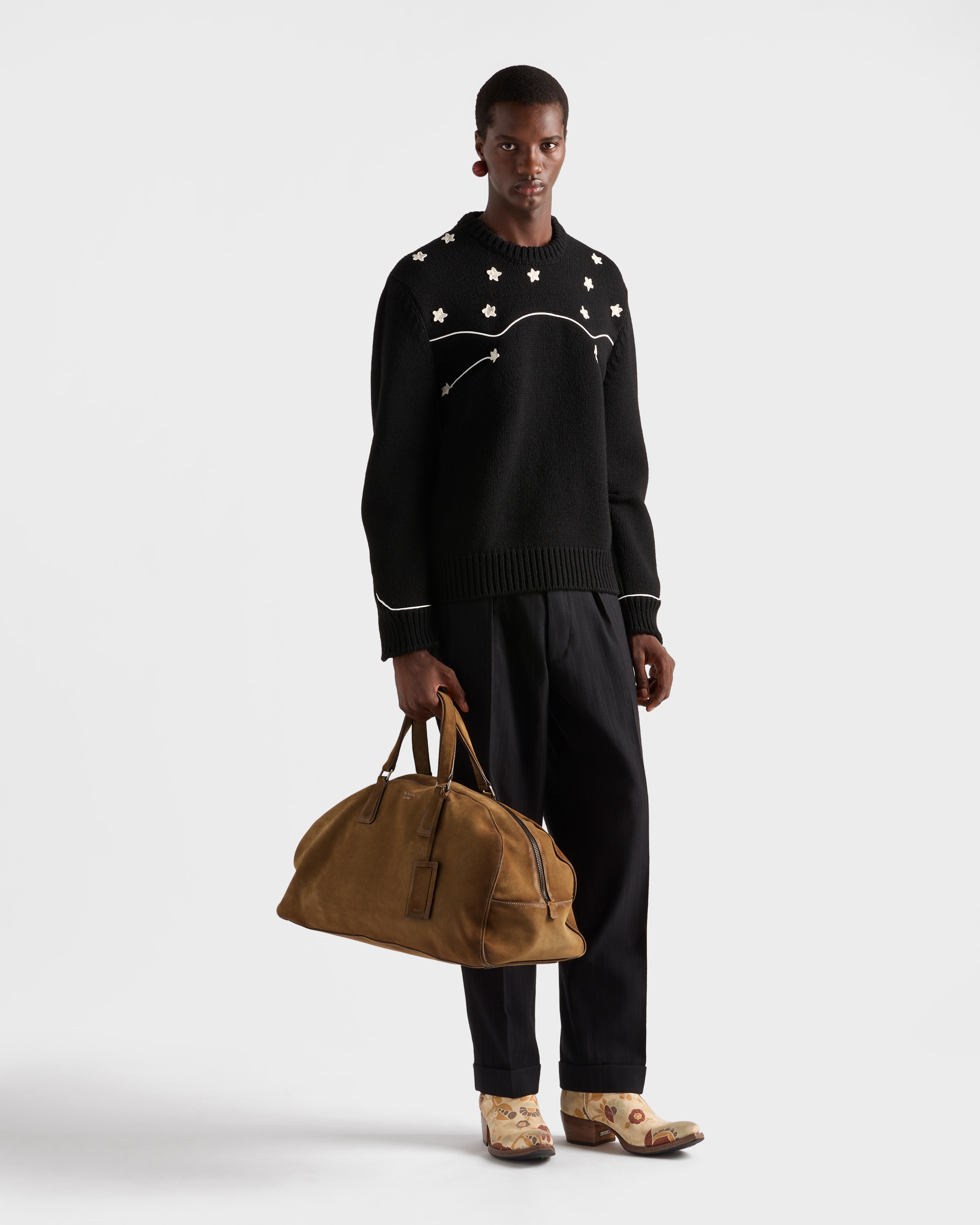 Prada Suede Duffle Bag In Brown