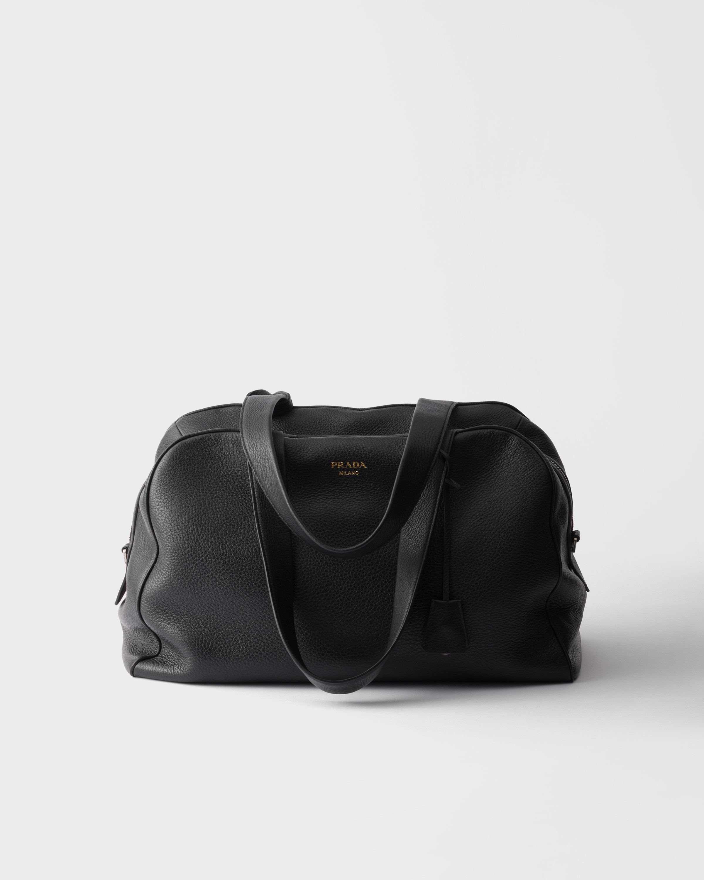 Prada Leather Duffel Bag, , Black