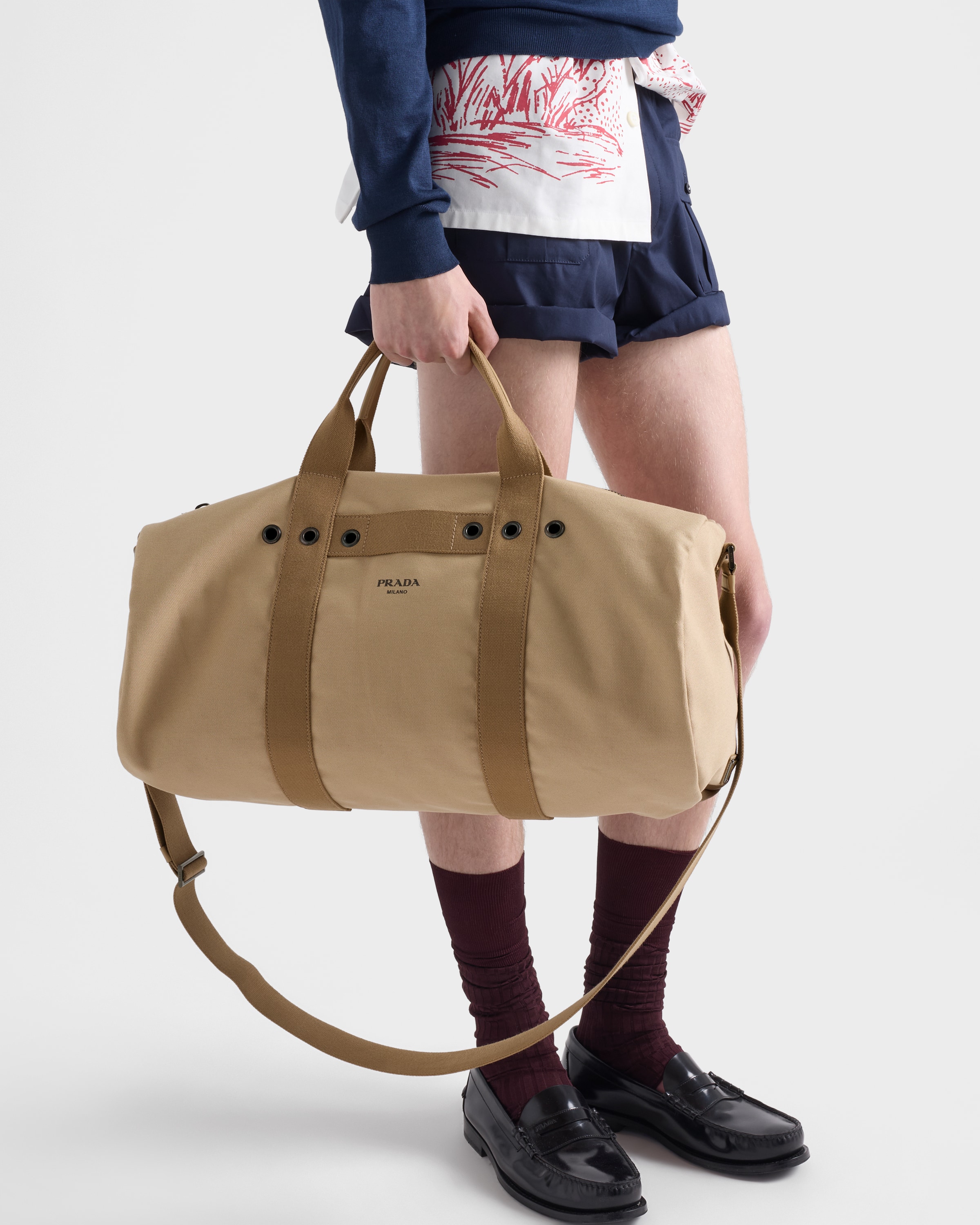 デザートベージュ キャンバス ダッフルバッグ | PRADA - 日本 Canvas
