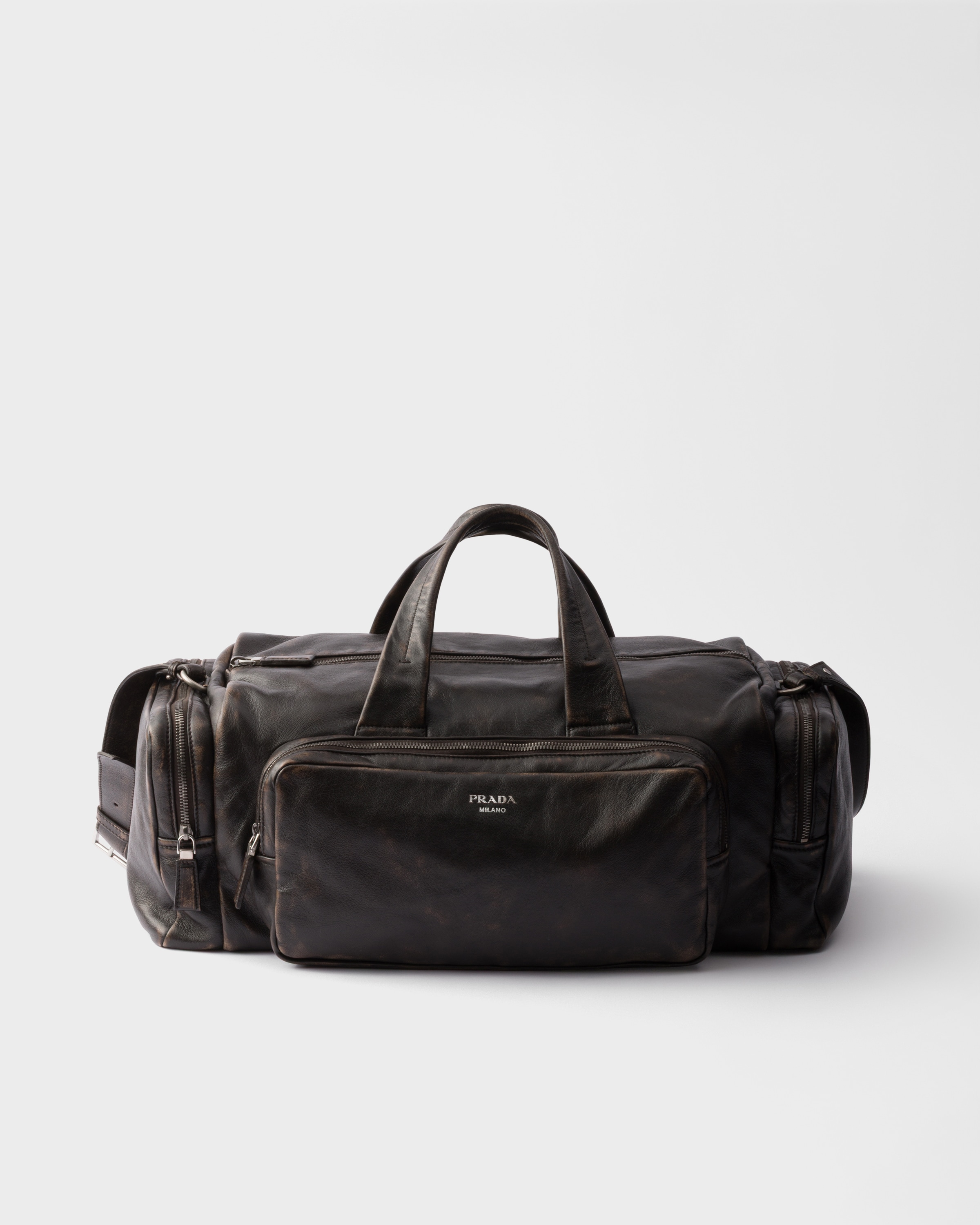 Prada Nappa Leather Duffel Bag, , Dark Brown