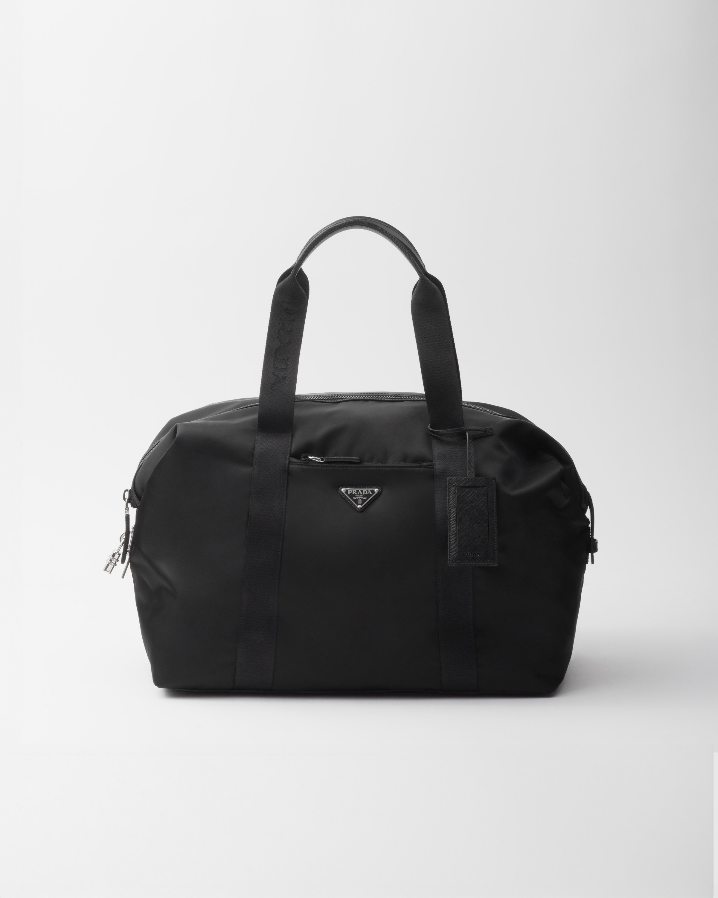 Black Re nylon And Saffiano Leather Duffle Bag PRADA