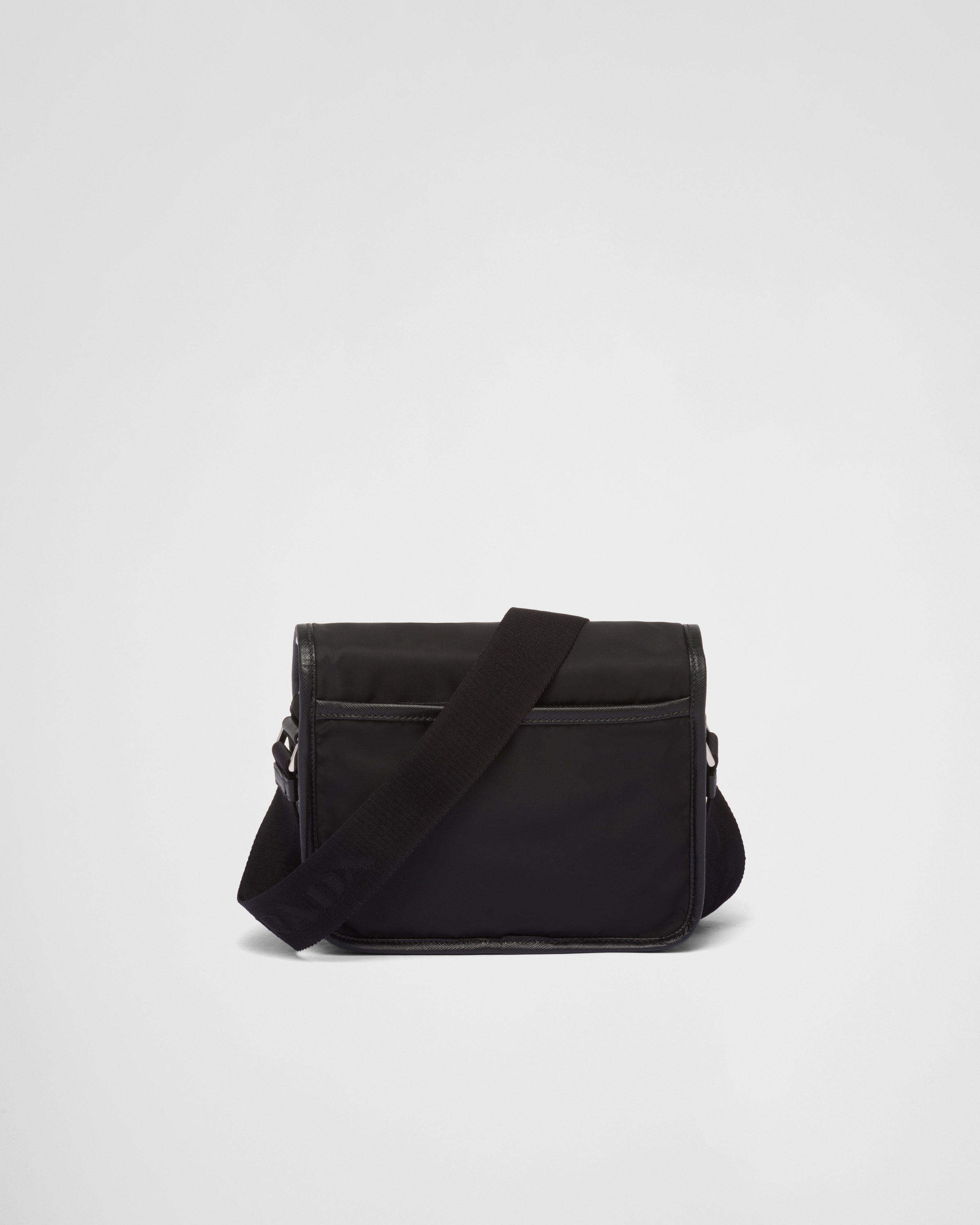 ブラック Re-nylon Xサフィアーノレザー ショルダーバッグ | PRADA