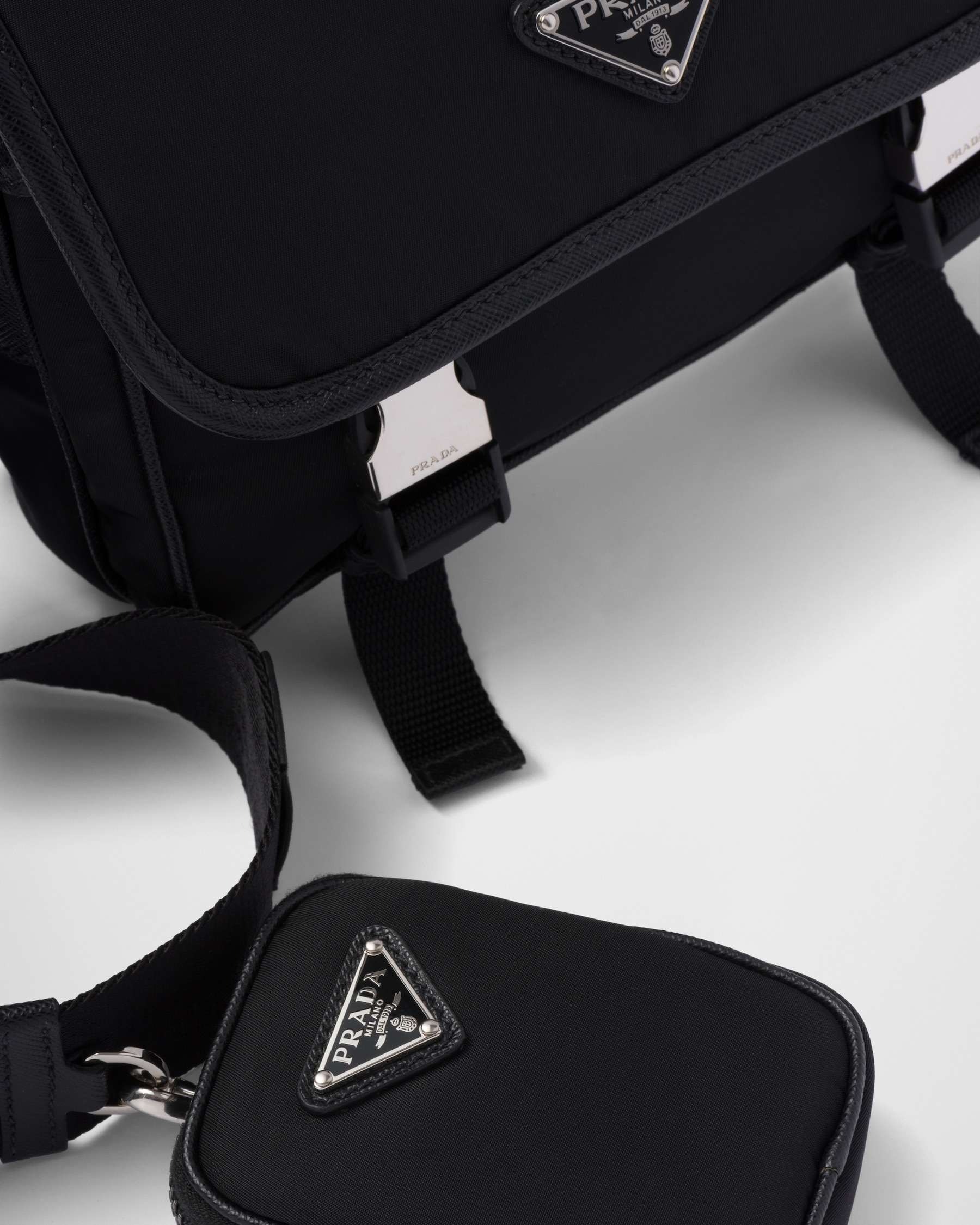 Re-Nylon Saffiano Shoulder Bag - Black main image 1