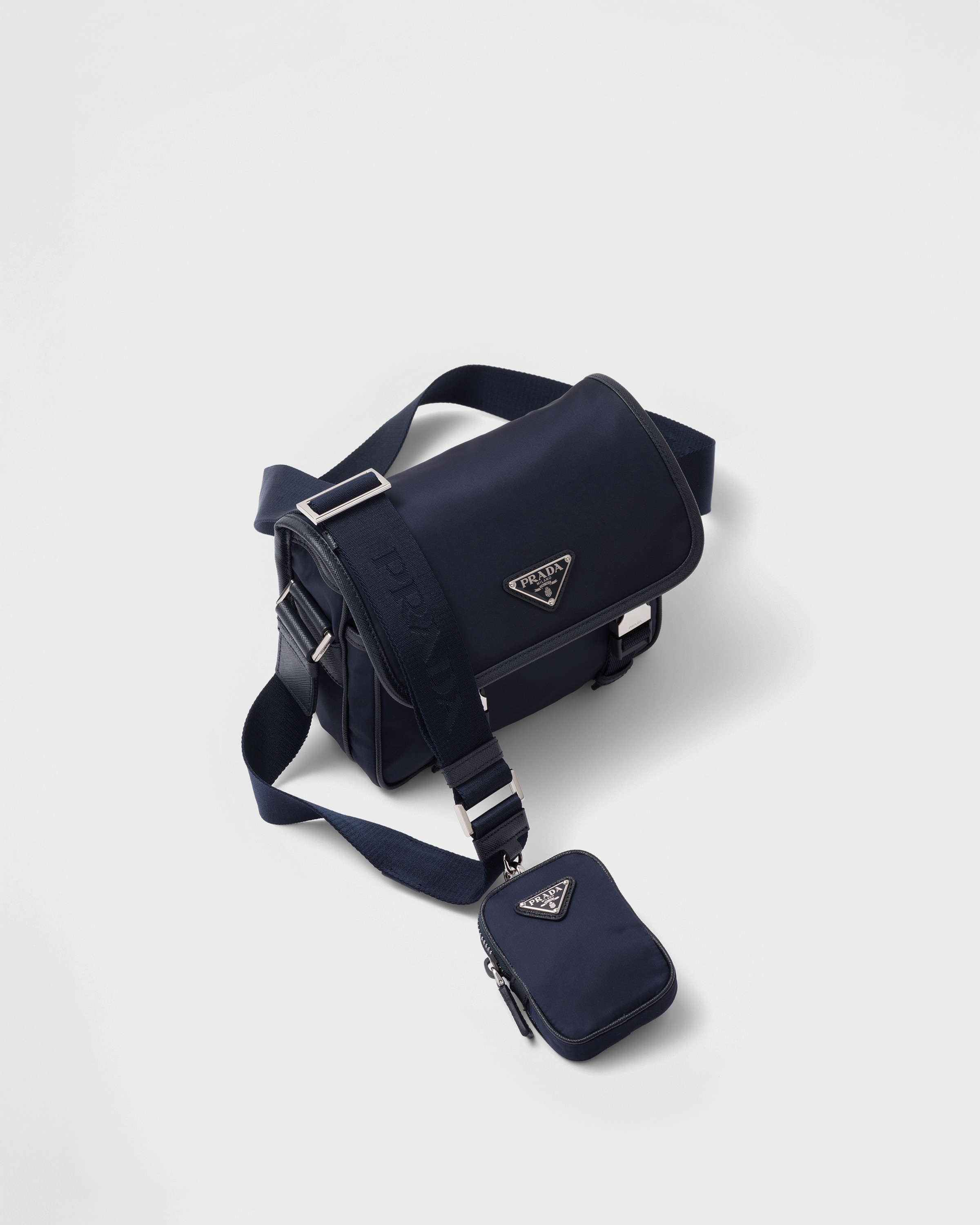 Navy Re-nylon And Saffiano Leather Shoulder Bag | PRADA - United