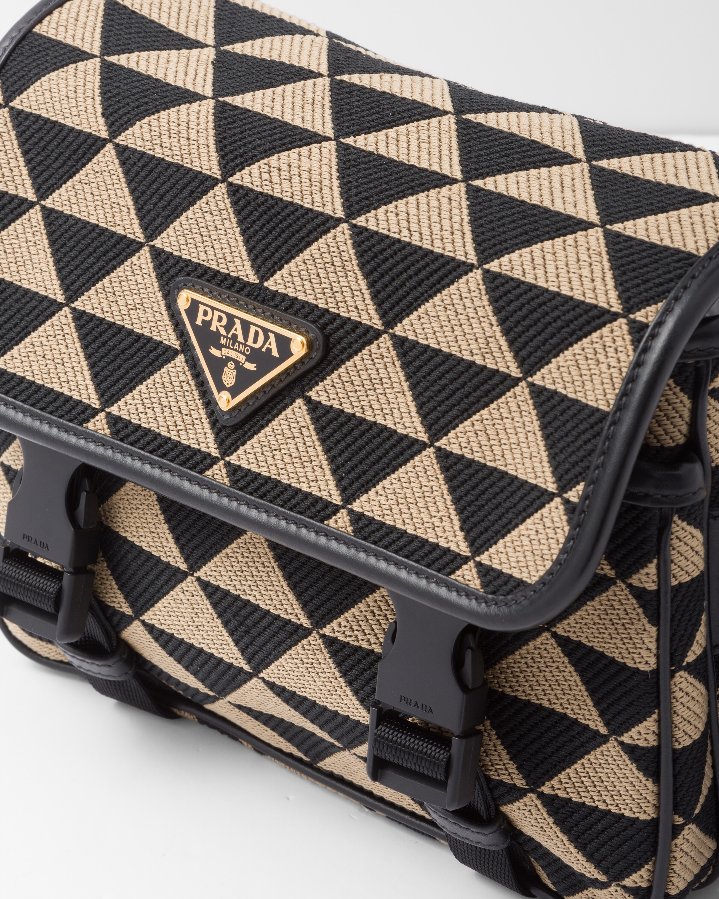 black and white checkered prada bag