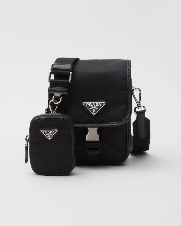【初売り】 プラダ ブラック ブリック バッグ xサフィアーノレザー Re-Nylon バッグ