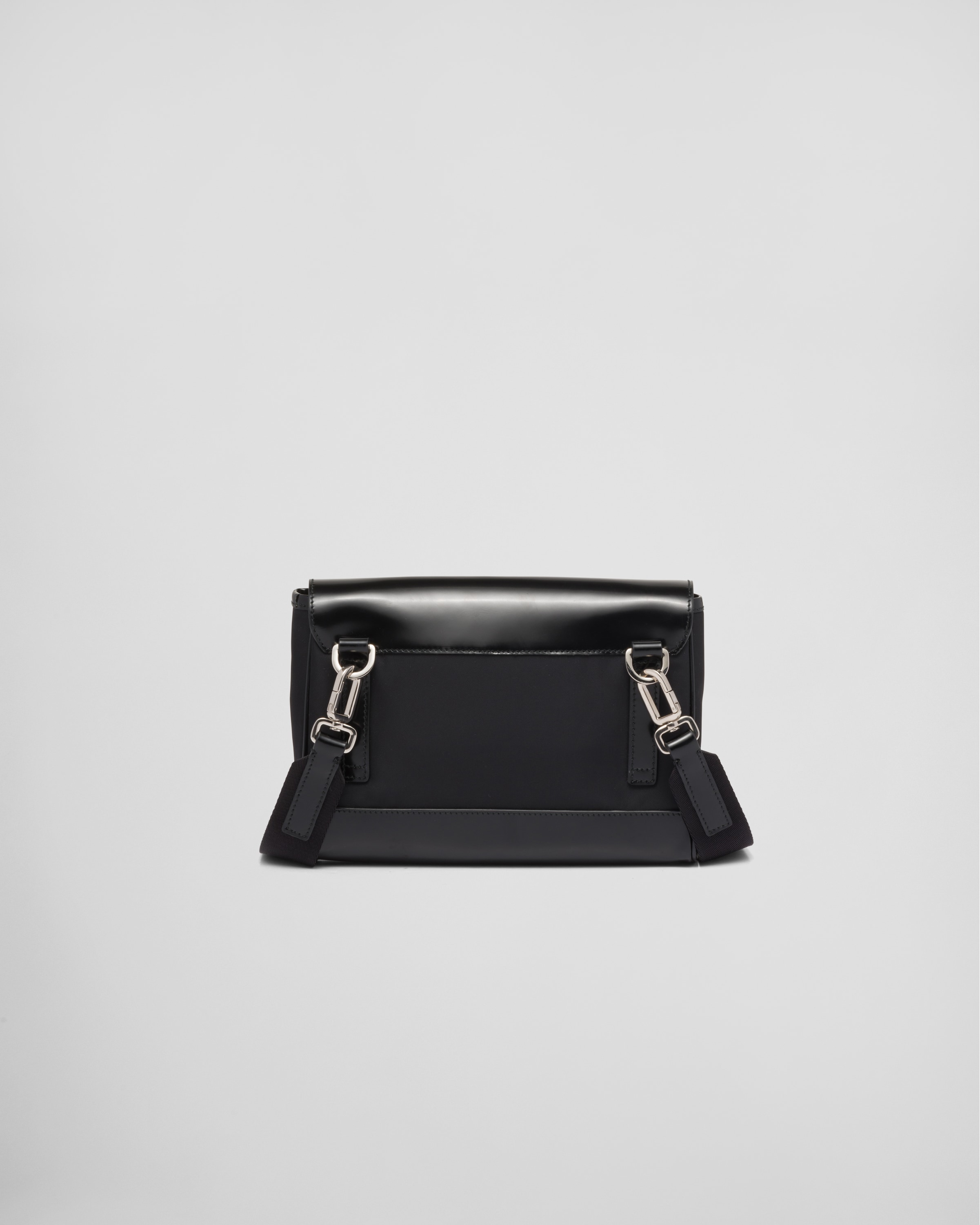 Black Prada Arqué Re-nylon And Brushed Leather Shoulder Bag