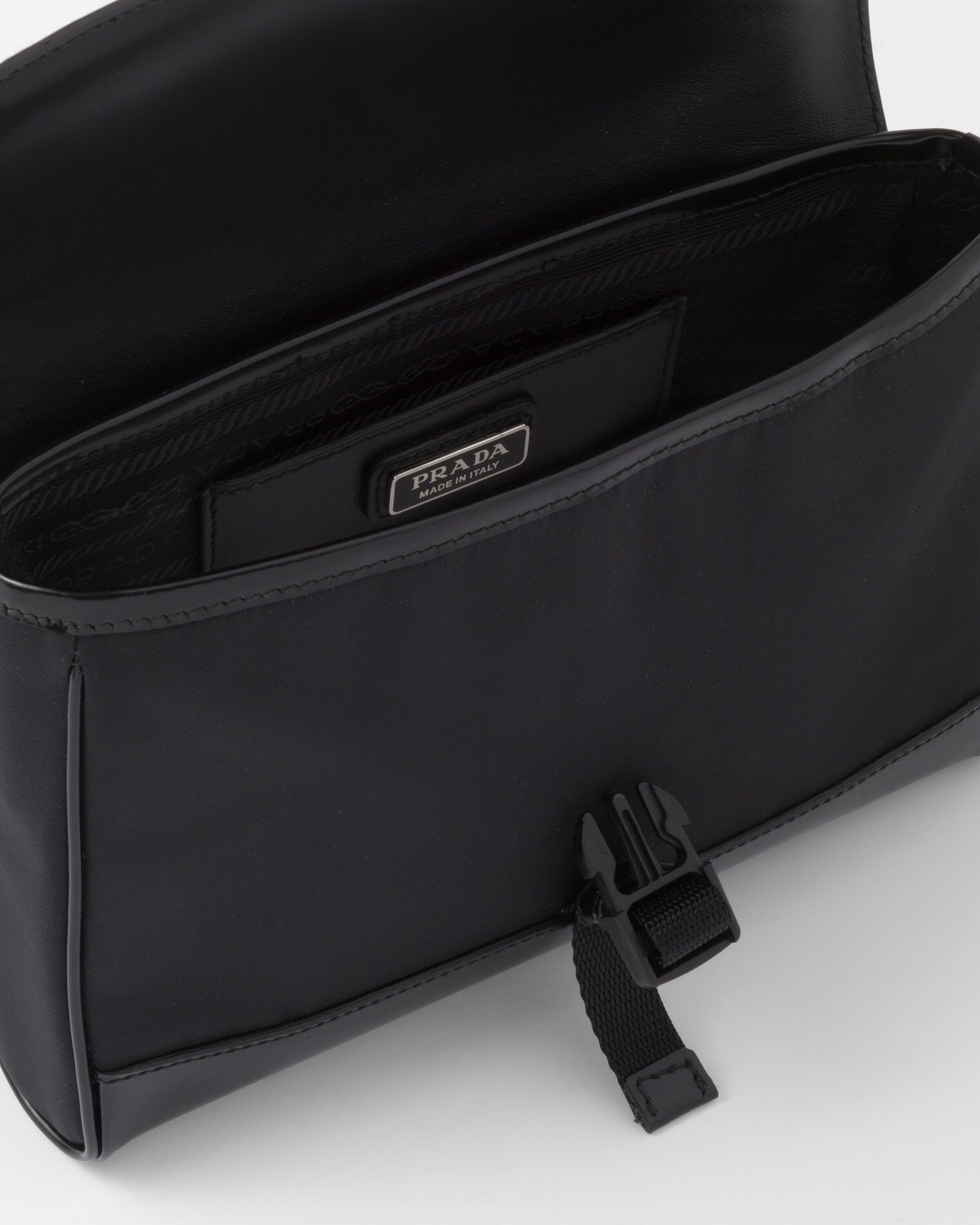 Re Nylon Side Bag in Black - Prada