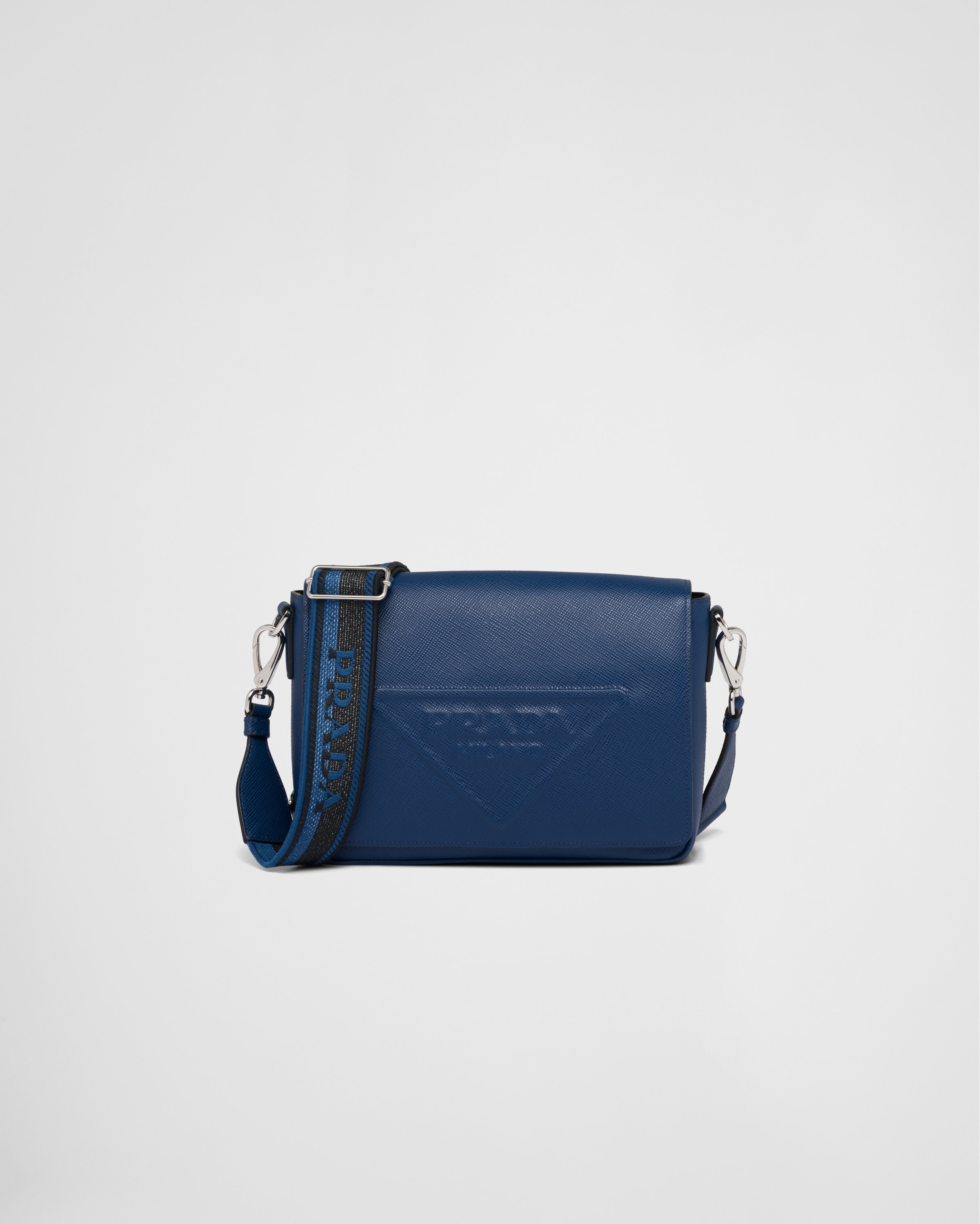 Prada Blue leather messenger bag