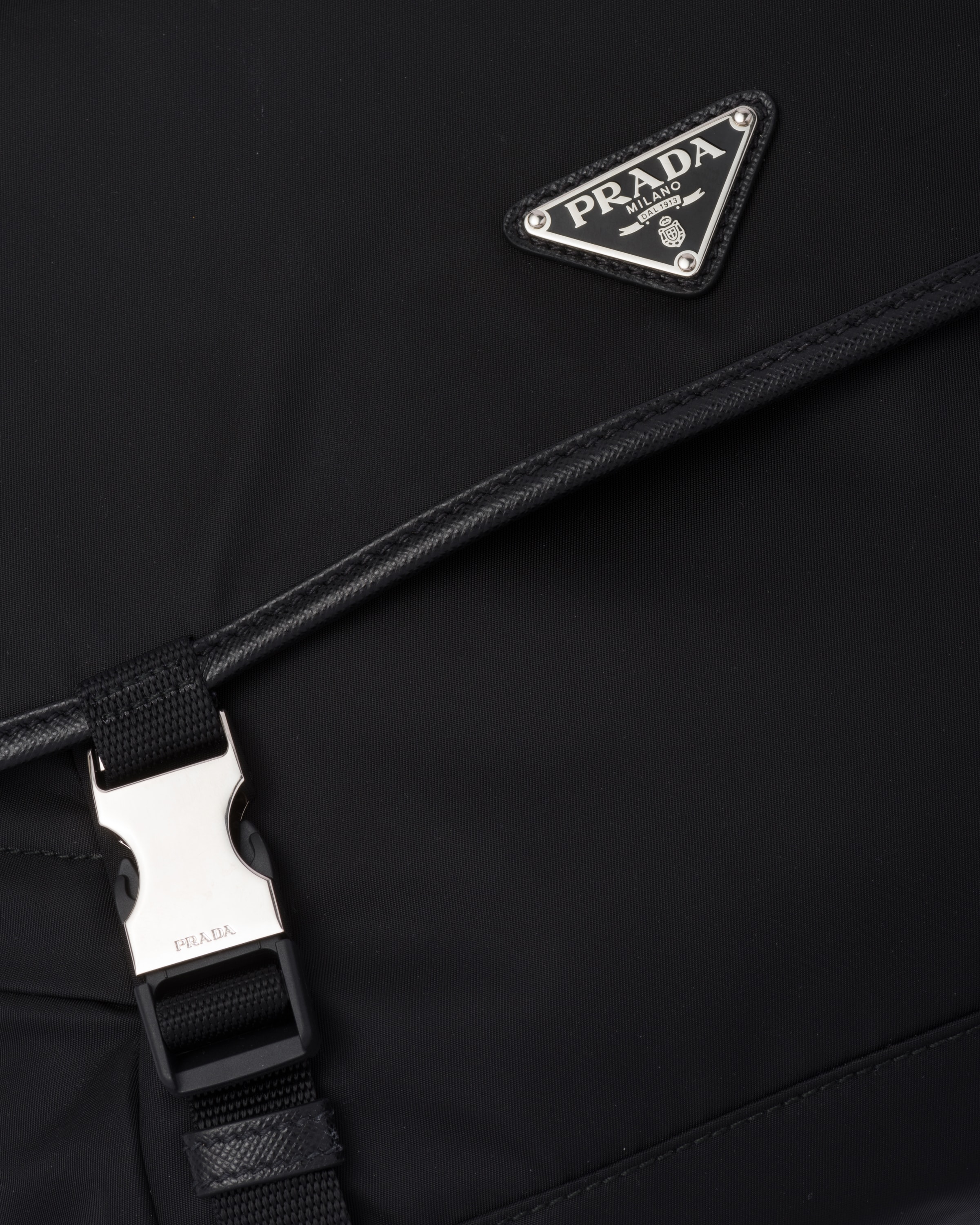Black Re-Nylon and Saffiano leather shoulder bag | PRADA