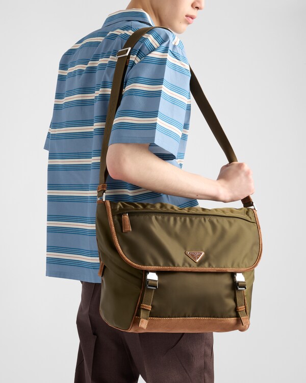 Large Re-Nylon and suede shoulder bag Large Re-Nylon and suede shoulder bag