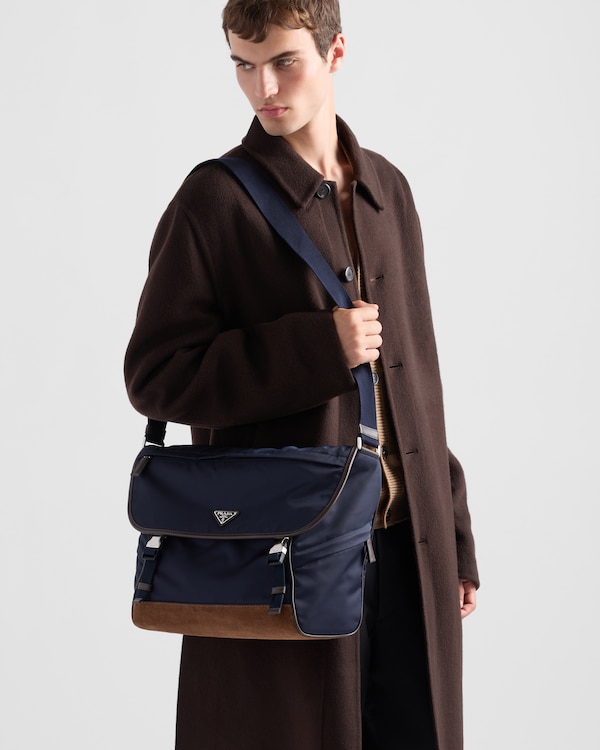 حقيبة كتف من الجلد والرينايلون كبيرة حقيبة كتف من الجلد والرينايلون كبيرة