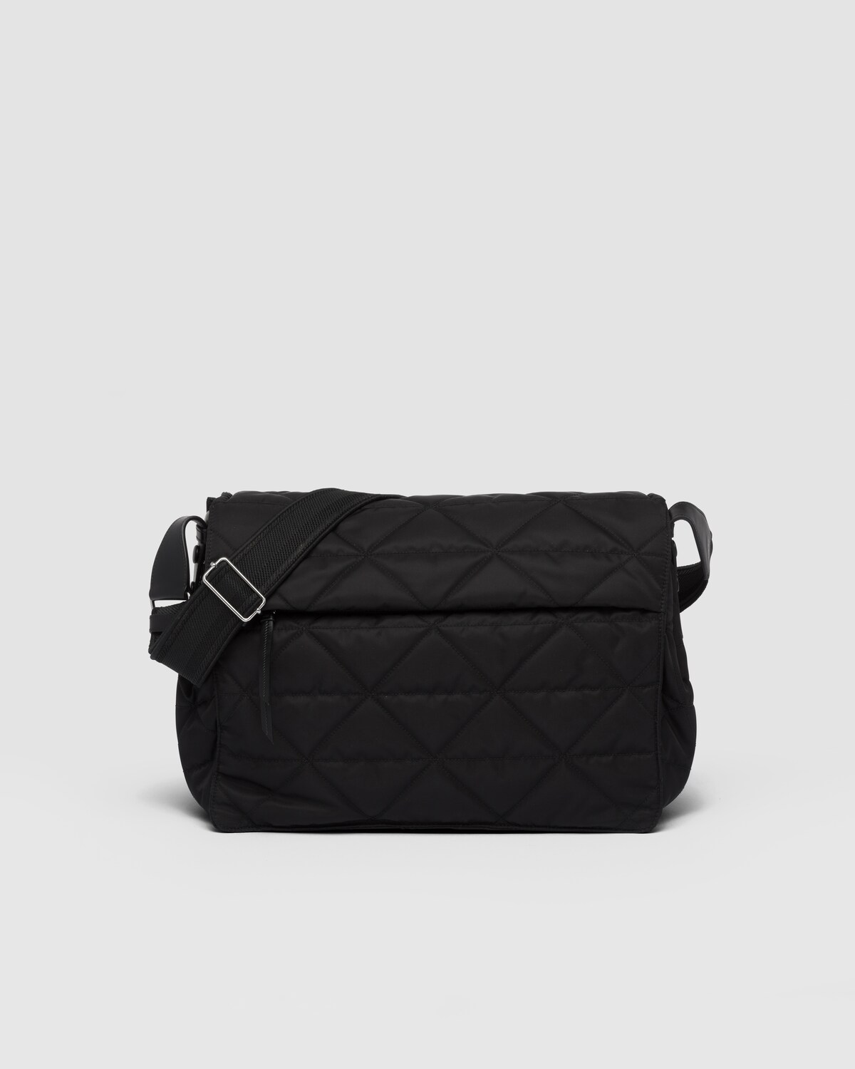 Black Topstitched Renylon Shoulder Bag PRADA