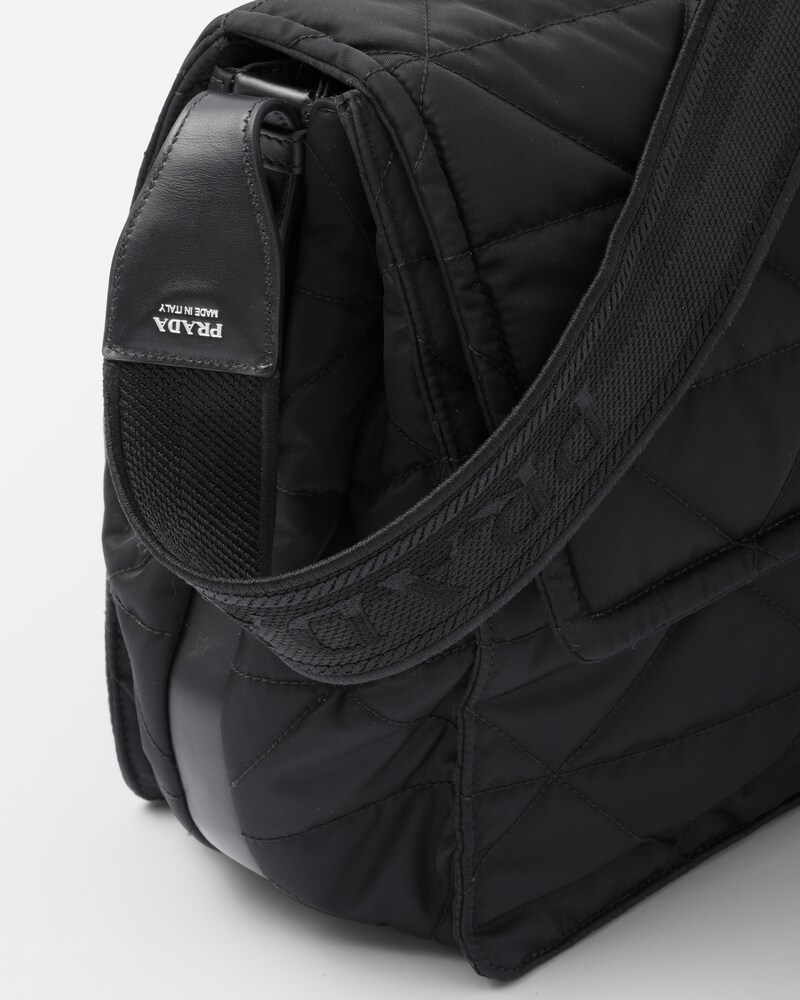 Black Topstitched Renylon Shoulder Bag PRADA