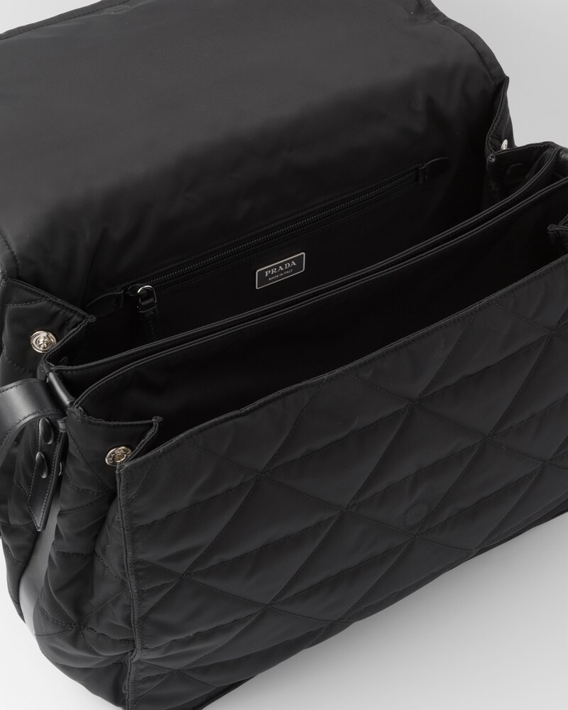 Black Topstitched Renylon Shoulder Bag PRADA