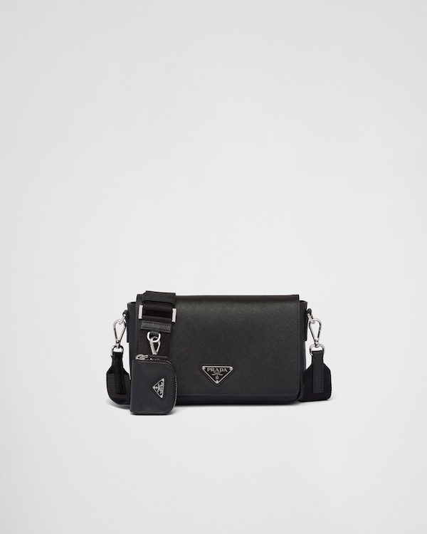 Black Small Saffiano leather Prada Brique bag | PRADA