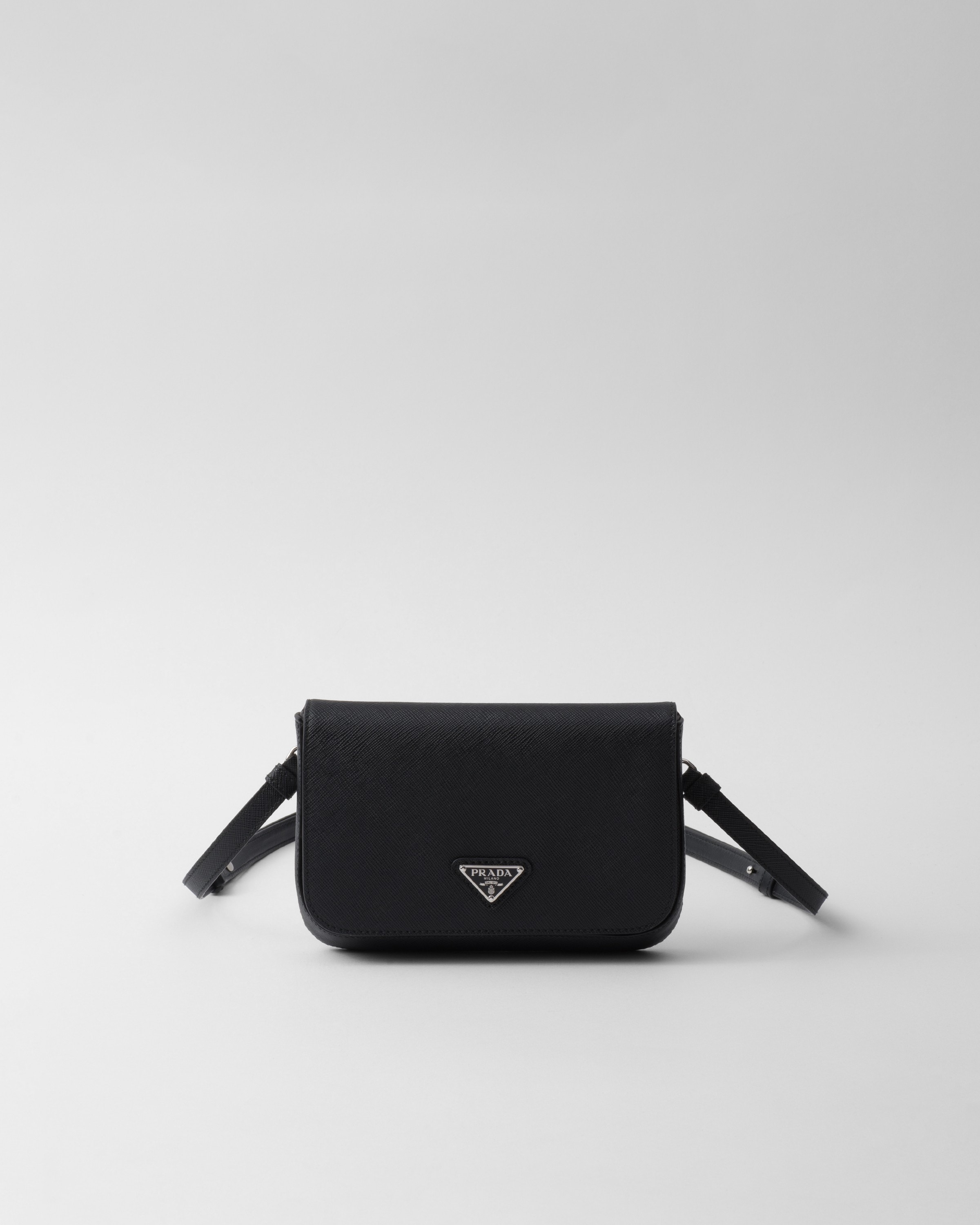 Prada Saffiano Leather Shoulder Bag In Black