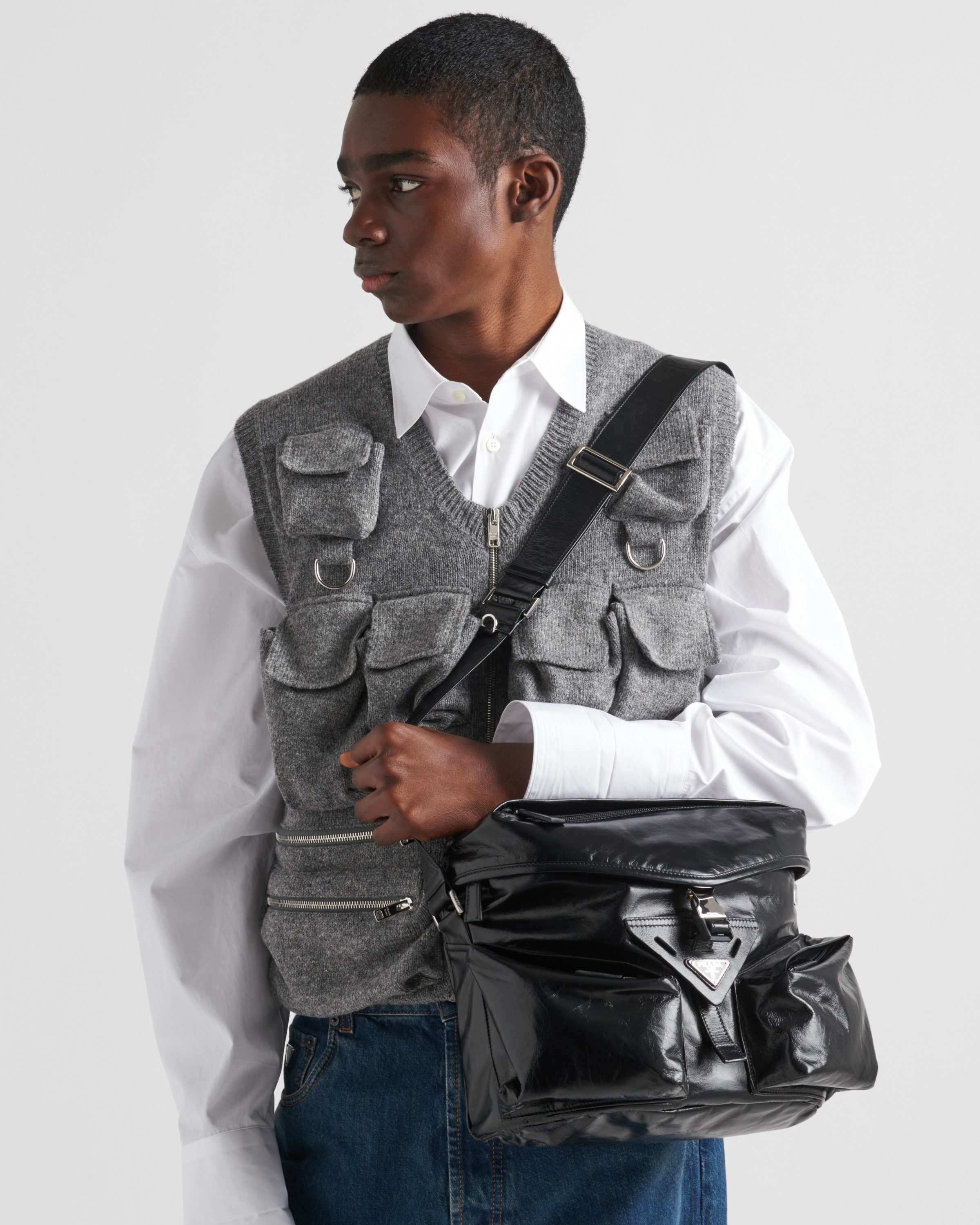 ★PRADA★ Leather One Shoulder Strap Backpack Black 2VZ0922B Black Leather shoulder bag | PRADA