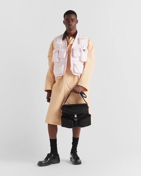 Bolsa de ombro em couro e Re-Nylon Bolsa de ombro em couro e Re-Nylon