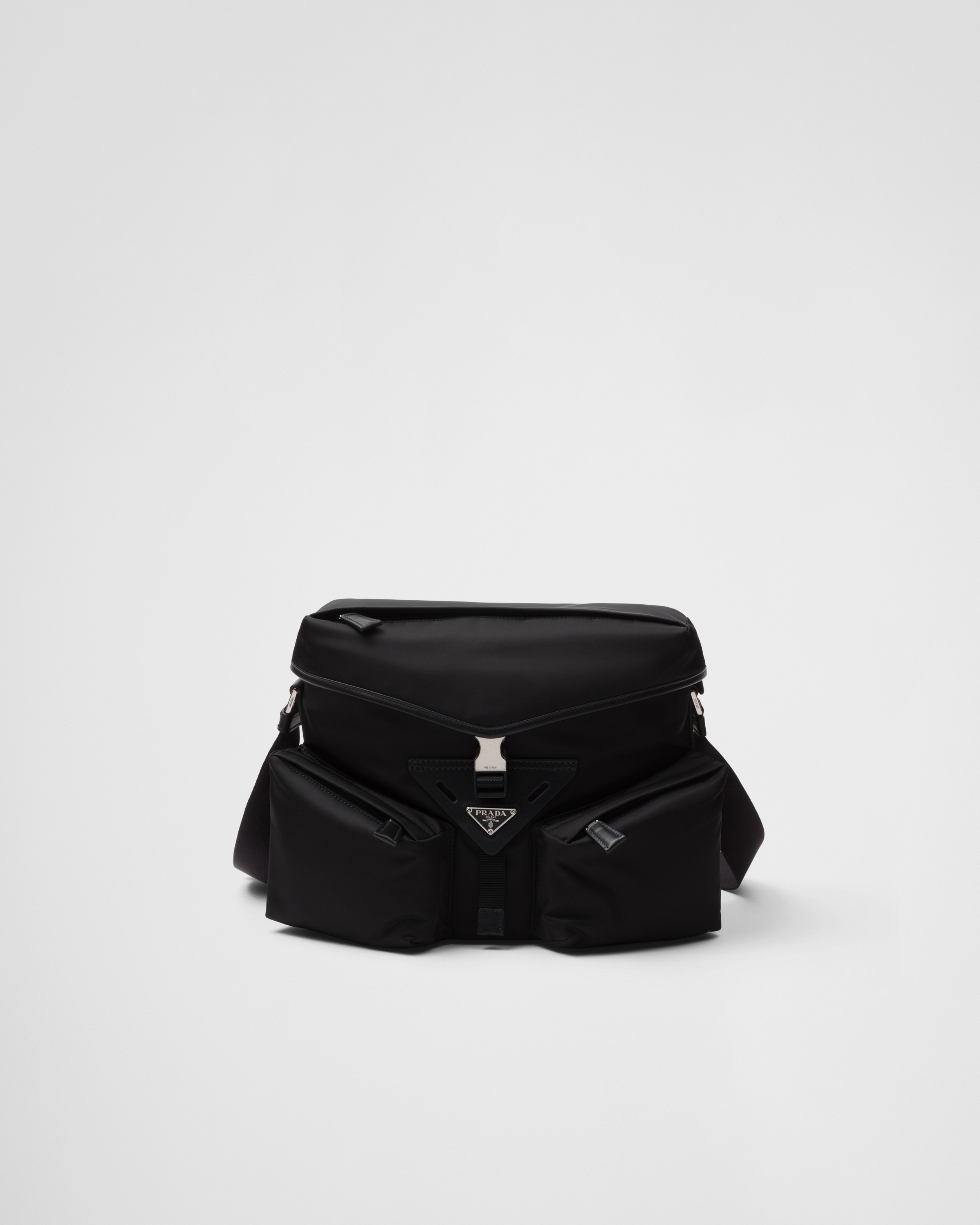 Prada Re-nylon And Leather Shoulder Bag In Black