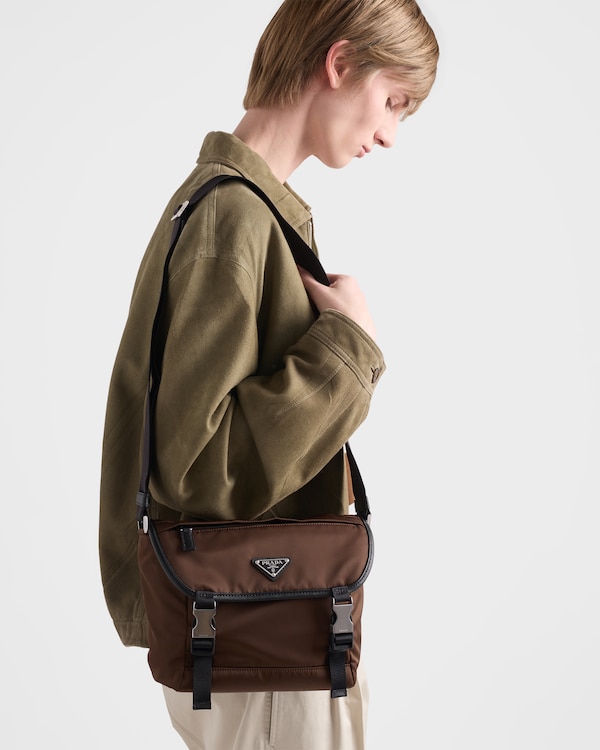 Sac porté épaule en Re-Nylon et cuir Saffiano - Terre De Sienne Sac porté épaule en Re-Nylon et cuir Saffiano - Terre De Sienne