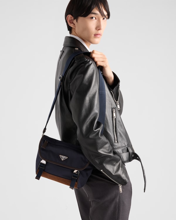 Medium Re-Nylon and leather shoulder bag Medium Re-Nylon and leather shoulder bag