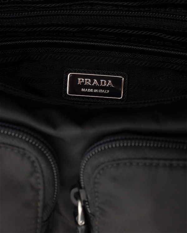Quilted Re-Nylon and Saffiano leather shoulder bag - Black Quilted Re-Nylon and Saffiano leather shoulder bag - Black