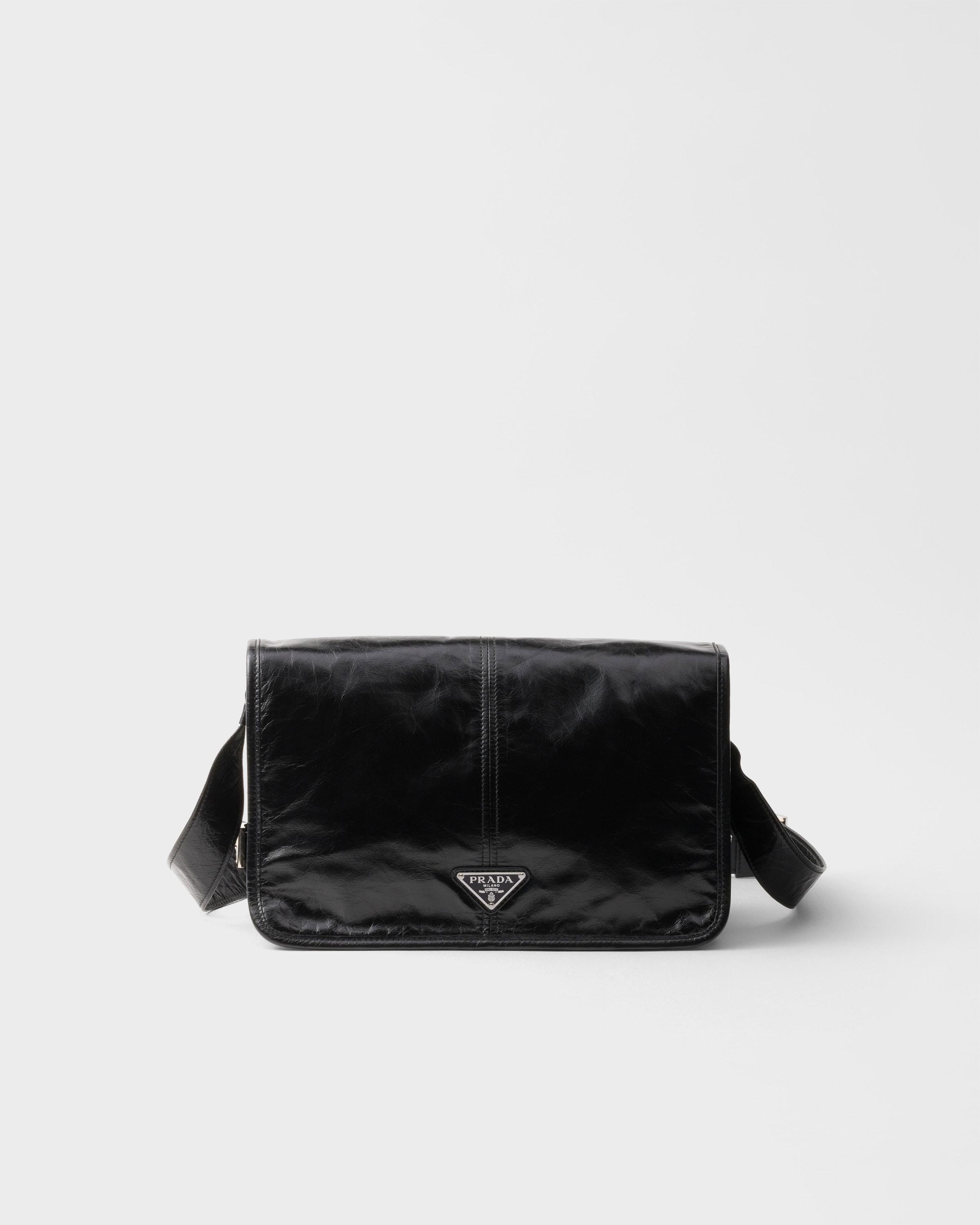 Prada Leather Shoulder Bag, Man, Black