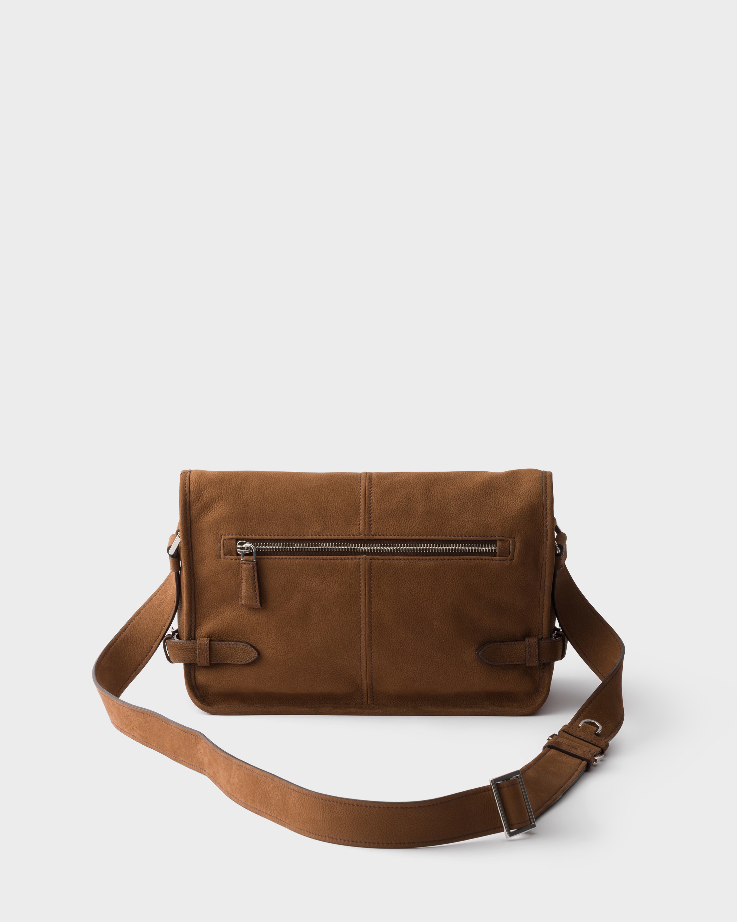 Cocoa Brown Nubuck Leather Shoulder Bag | PRADA - United States