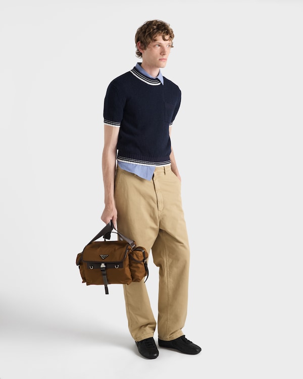 Re-Nylon and leather shoulder bag Re-Nylon and leather shoulder bag