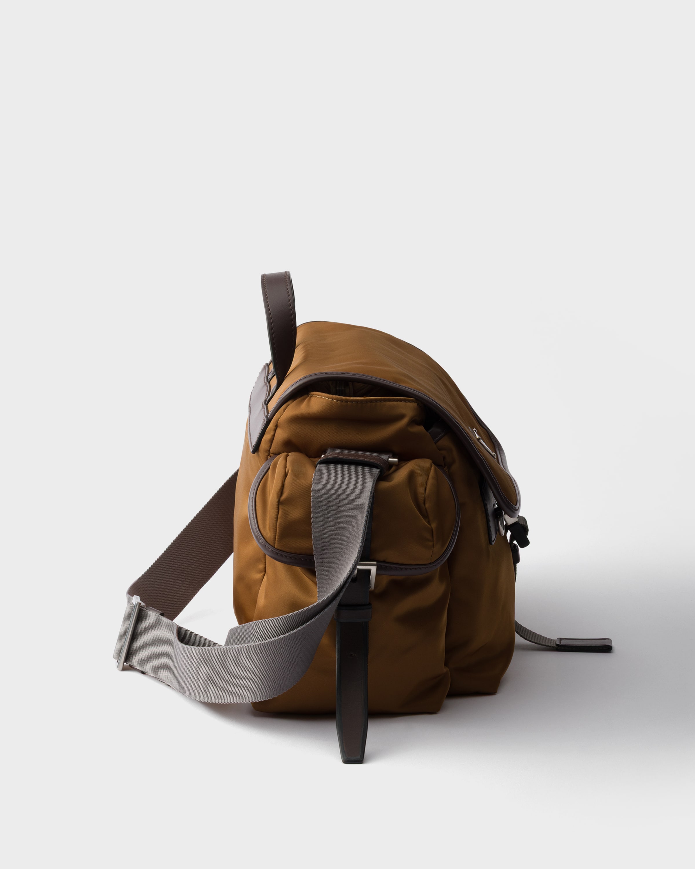 Re-Nylon and leather shoulder bag
