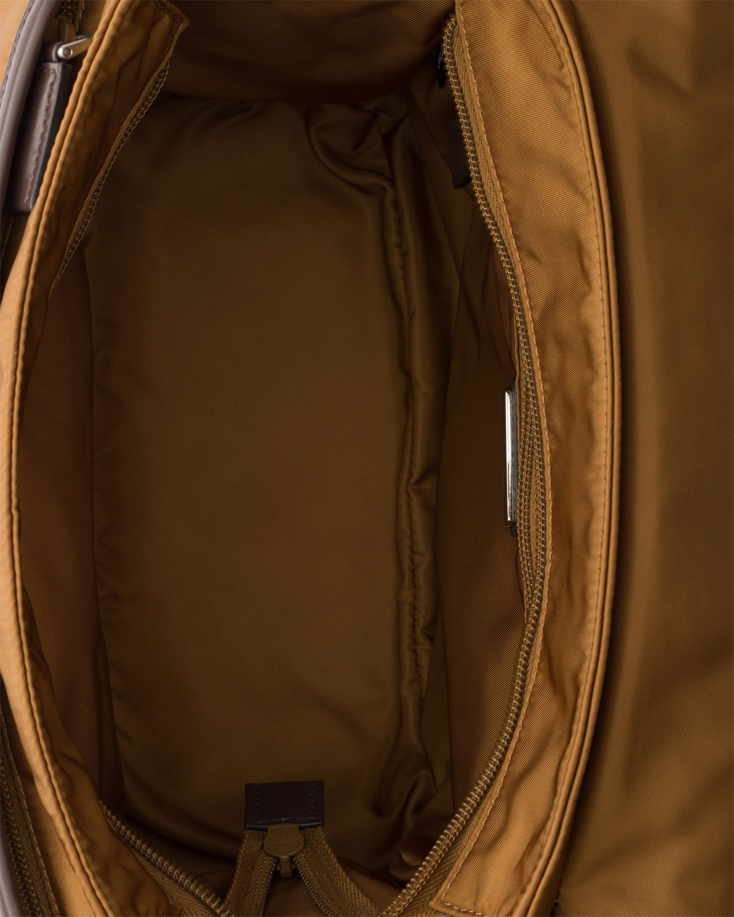 Re-Nylon and leather shoulder bag