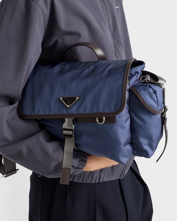 Re-Nylon and leather shoulder bag Re-Nylon and leather shoulder bag