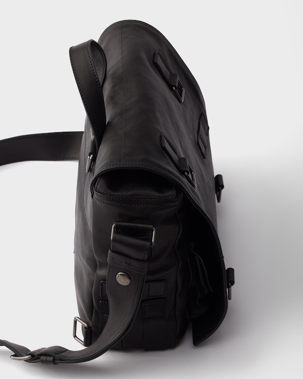 Leather messenger bag - Black Leather messenger bag - Black