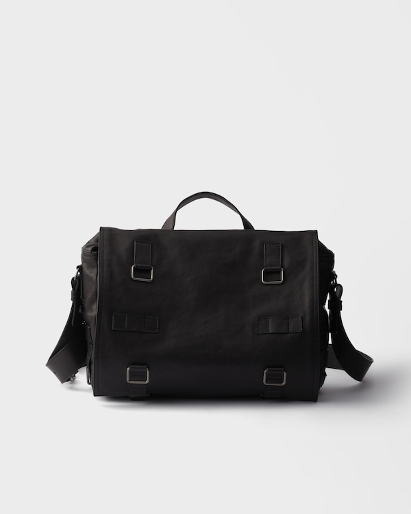 Leather messenger bag - Black Leather messenger bag - Black