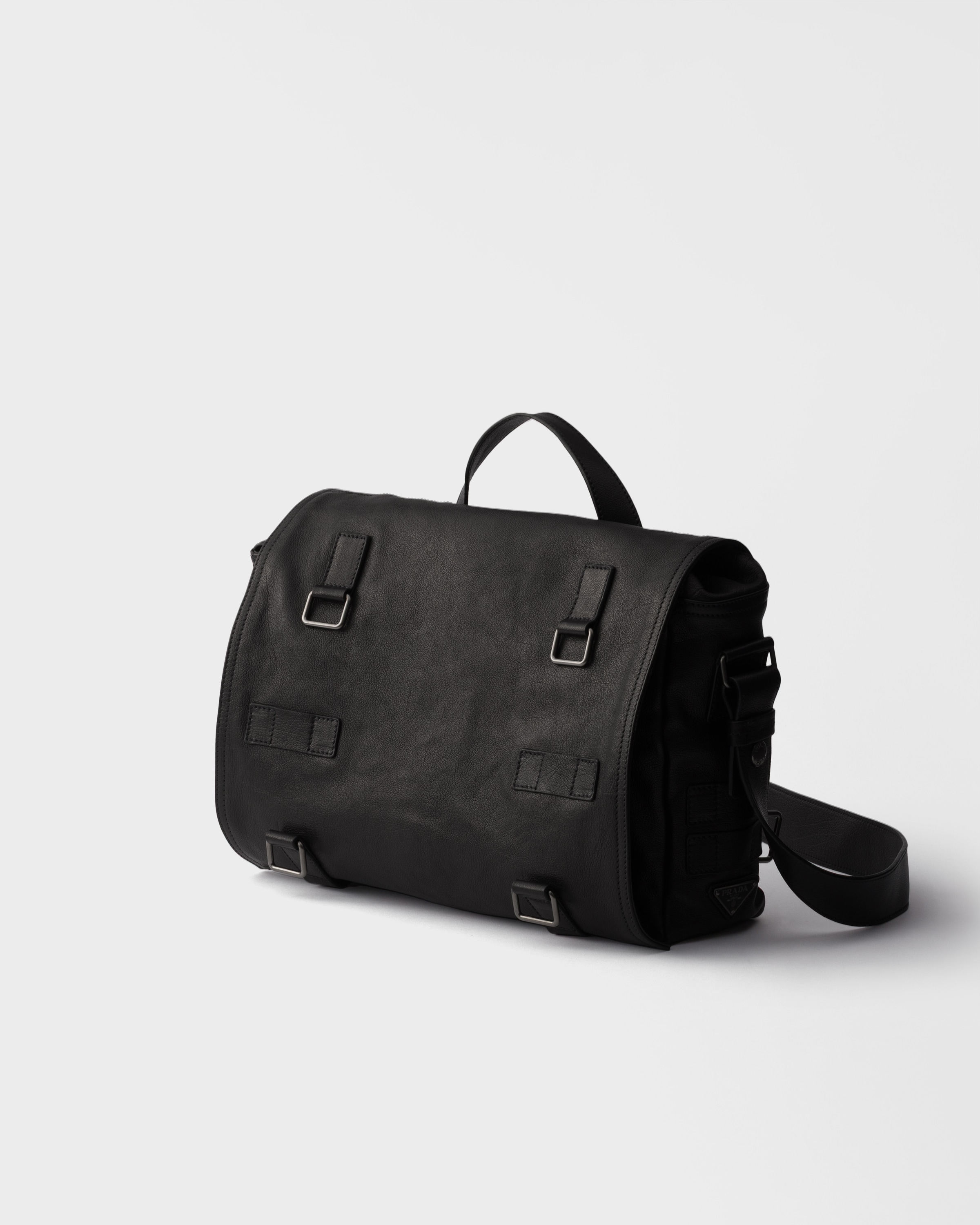 Black Leather Messenger Bag | PRADA