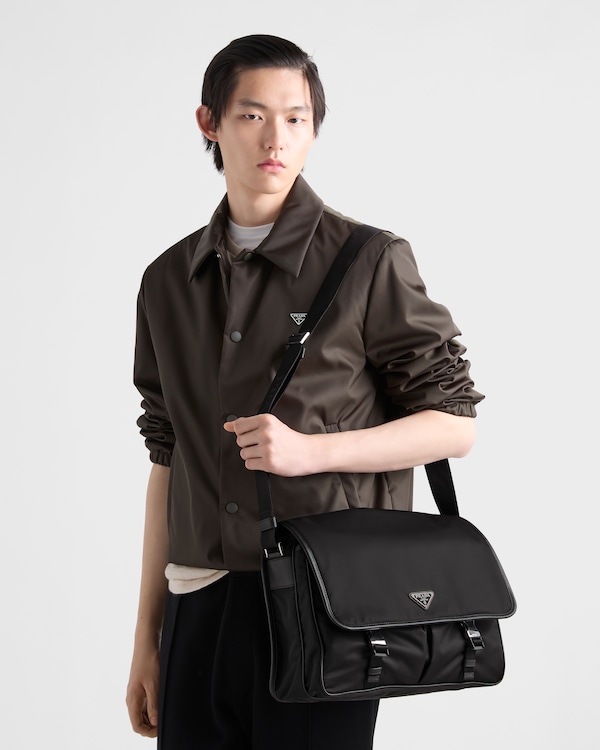 Re-Nylon and Saffiano leather shoulder bag - Black Re-Nylon and Saffiano leather shoulder bag - Black