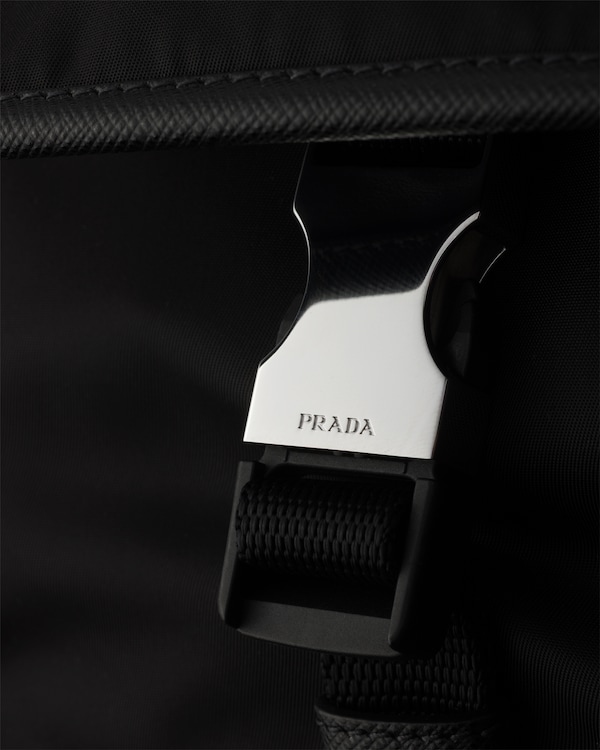 Re-Nylon and Saffiano leather shoulder bag - Black Re-Nylon and Saffiano leather shoulder bag - Black