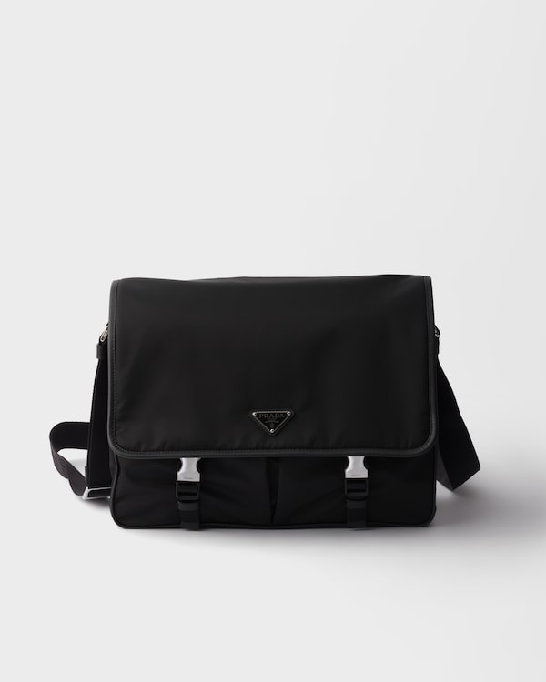 Re-Nylon and Saffiano leather shoulder bag - Black Re-Nylon and Saffiano leather shoulder bag - Black
