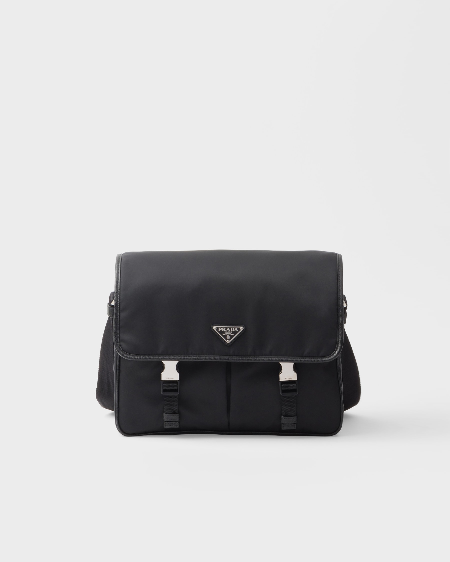 Black Renylon And Saffiano Leather Shoulder Bag PRADA