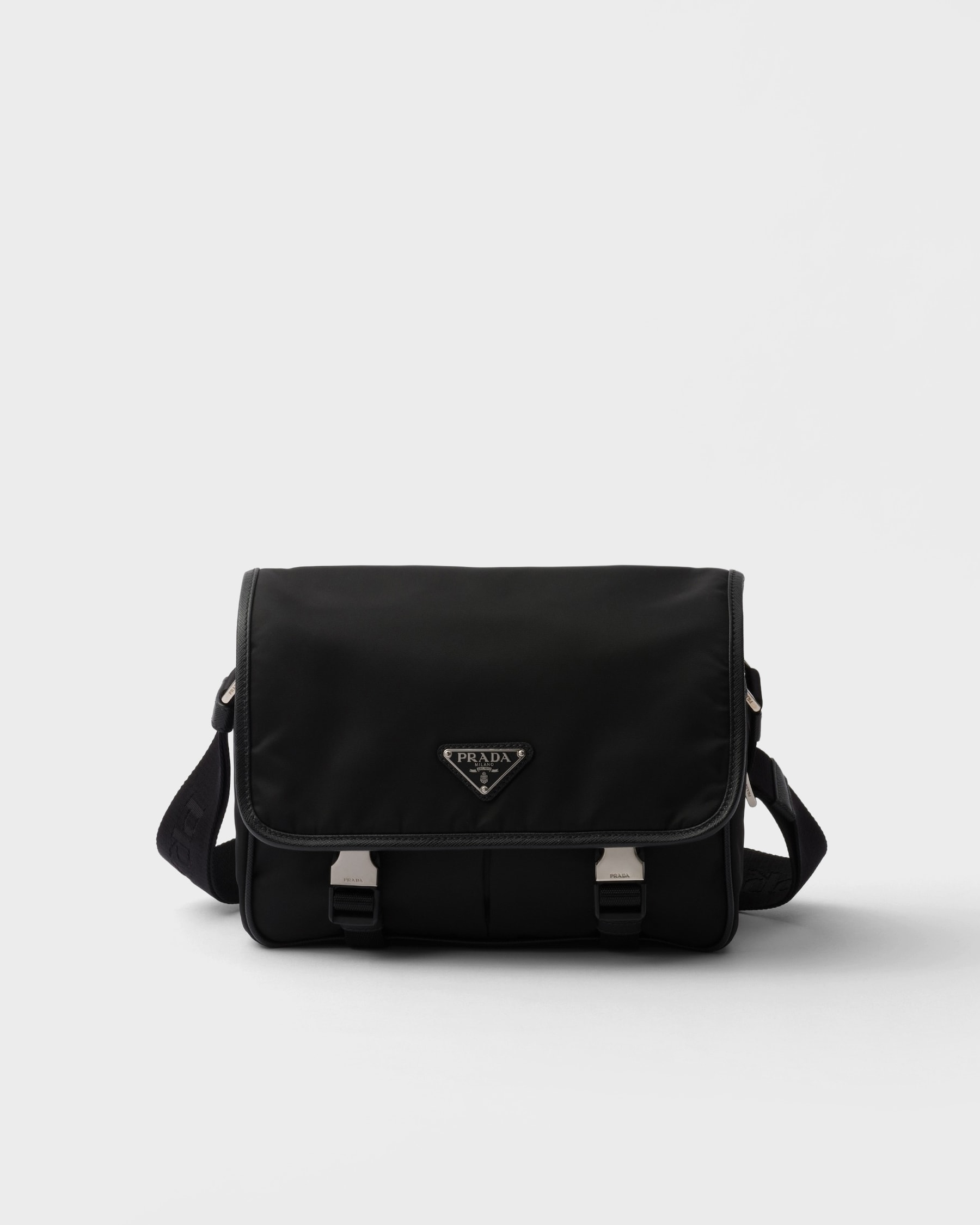 Black Renylon And Saffiano Leather Shoulder Bag PRADA