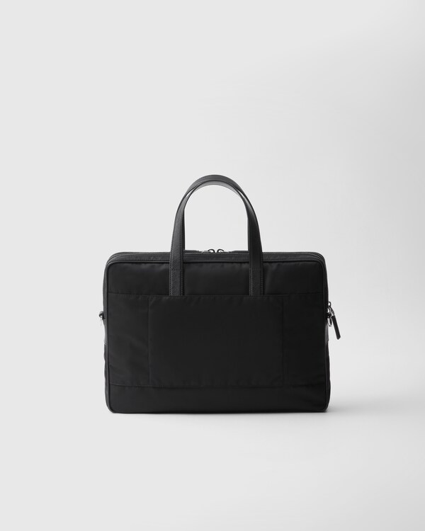 Re-Nylon and Saffiano leather briefcase Re-Nylon and Saffiano leather briefcase