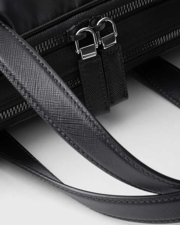 Re-Nylon and Saffiano leather briefcase Re-Nylon and Saffiano leather briefcase